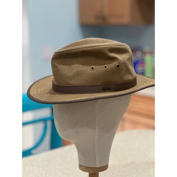 Mens Size Medium Original Outback Brown Oilskin Hat 100% Cotton with Koala Pouch - Picture 3 of 7